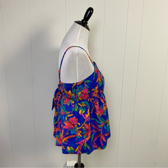 J. Crew Women’s SIZE 12 Tie Back Strappy Top Brilliant Blue Fushia Cotton - Picture 7 of 16